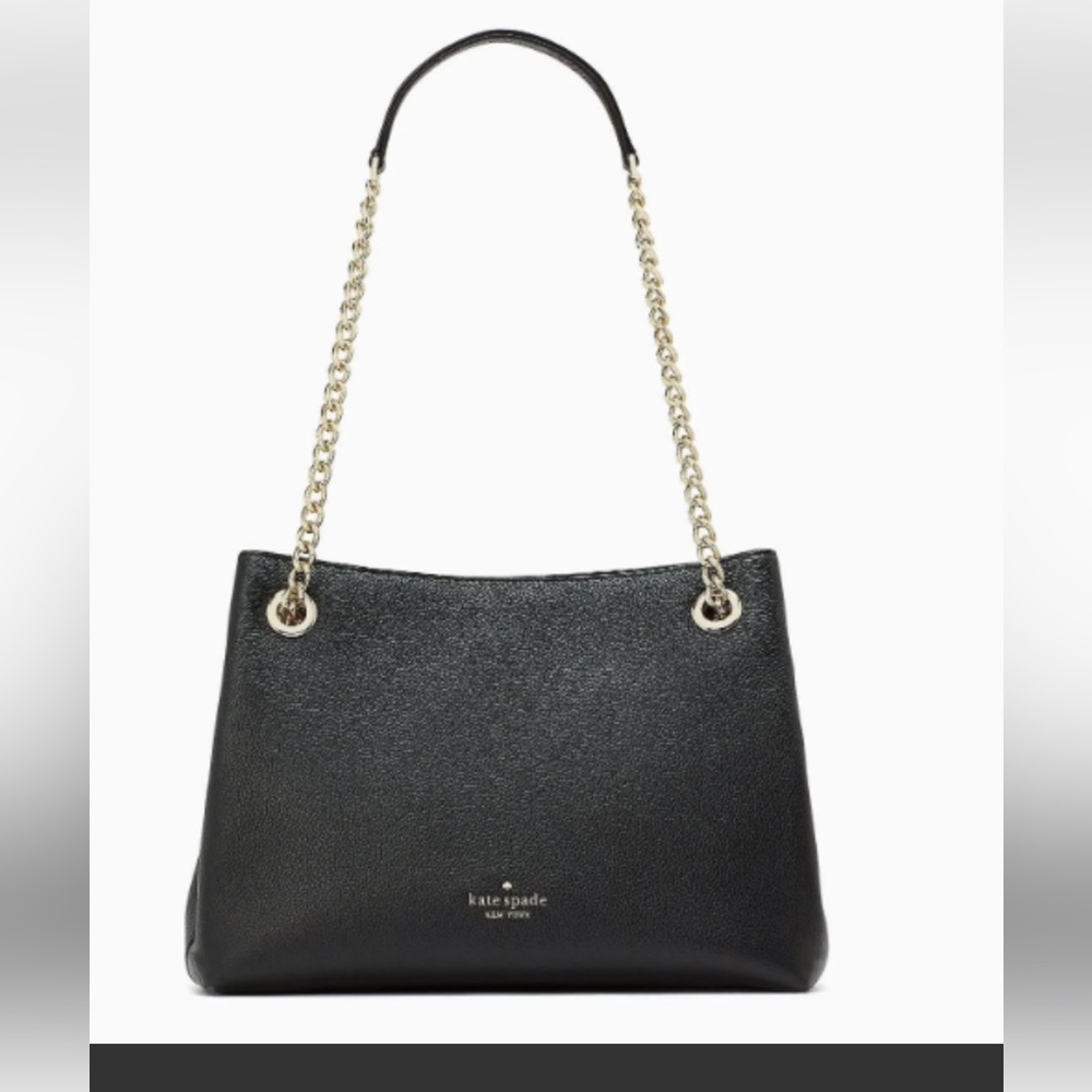 Kate Spade Black Textured Leather Halle Chain Shoulder Bag